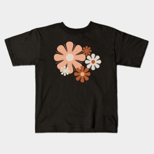 Flower Locus Retro 60s 70s Flowers in Earth Tones Kids T-Shirt